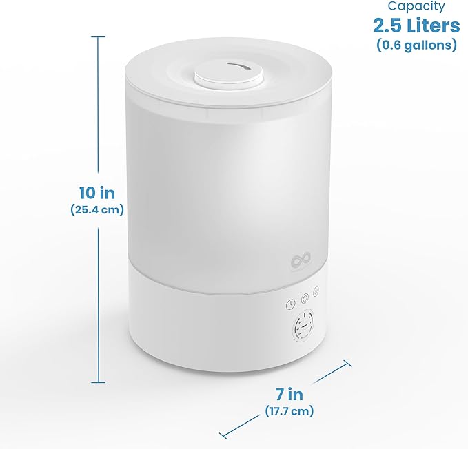 Everlasting Comfort 2.5L Top Fill Humidifiers for Bedroom - Quiet Easy to Fill & Clean, 24HR Runtime, Night Lights, Timer, Ultrasonic Cool Mist Humidifier, Auto Shut-Off, Essential Oil Diffuser