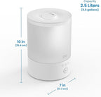 Everlasting Comfort 2.5L Top Fill Humidifiers for Bedroom - Quiet Easy to Fill & Clean, 24HR Runtime, Night Lights, Timer, Ultrasonic Cool Mist Humidifier, Auto Shut-Off, Essential Oil Diffuser