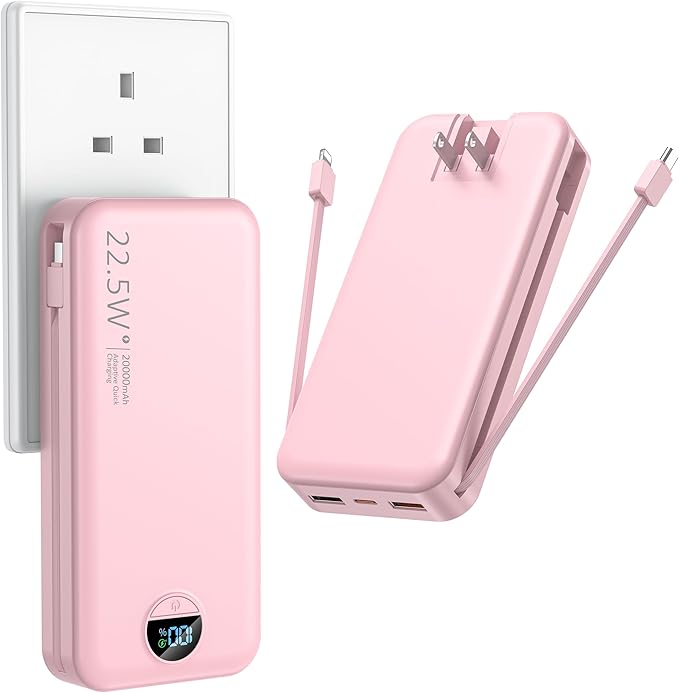Portable Charger with Wall Plug, 20000mAh USB C Power Bank Fast Charging by Ffnpua