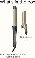 INFINITIPRO BY CONAIR Tourmaline Ceramic 1¼-Inch Curling Wand, Detachable Clip Turns Wand into Curling Iron, Produces Flawless Waves and Curls, for Use on Medium and Long Hair, Dark Grey