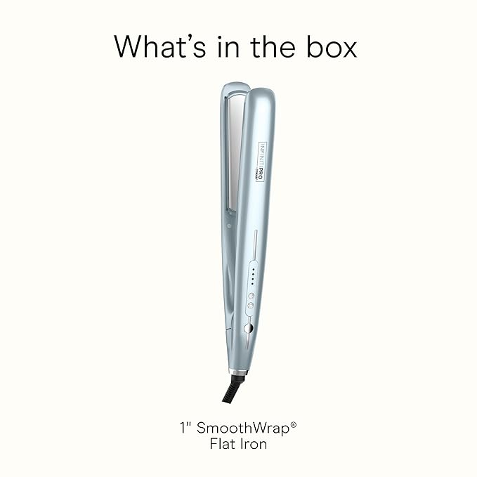INFINITI PRO CONAIR SmoothWrap Dual Ion 1 Inch Flat Iron Hair Straightener, 1-Inch Flat Iron Produces More Volume and Less Frizz, 5 Heat Settings, For All Hair Types and Textures, Blue