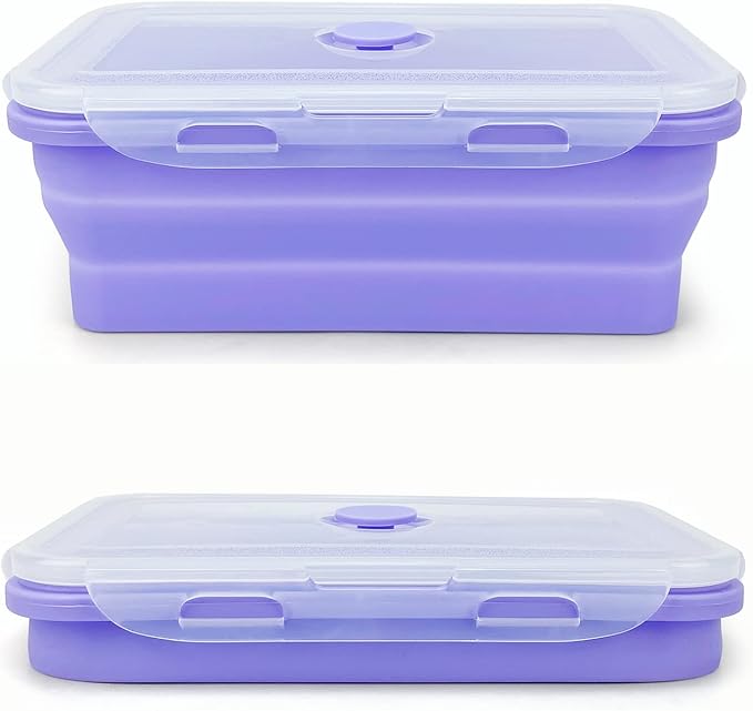 Purple Collapsible Sandwich Container, Silicone Lunch Container Bento Box by Lunbengo