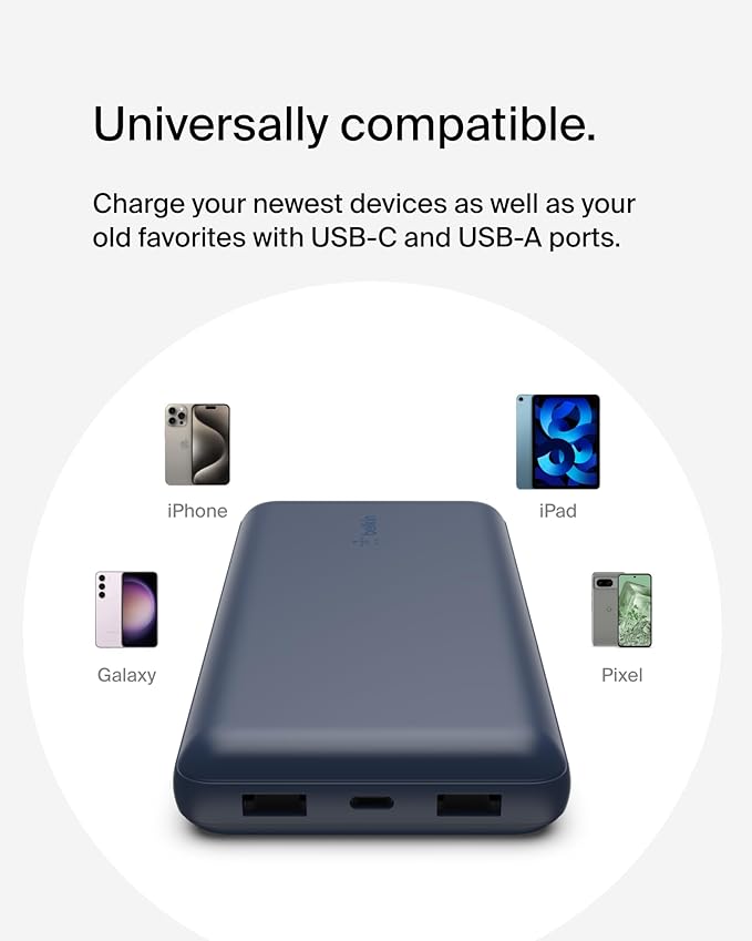 Belkin Portable Charger, USB C Power Bank 20000 mAh w/ 2 USB-A Ports, 15W w/ - Image 8