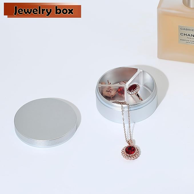 Small Pill Case 3 Compartments, Metal Round Portable Pill Box, Waterproof - Image 4