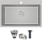 POPFLY 28×20 Inch Drop In SUS 304 Kitchen Sink, Top mount Stainless Steel 9 by POPFLY