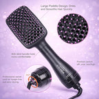 2-in-1 Hair Dryer Brush & Straightener Brush, Ionic Blow Dryer Brush for Women, Hot Air Brush with Paddle Design, Negative Ion Hair Styler for Smooth, Shiny, Frizz-Free Hair, Lightweight & Fast Drying