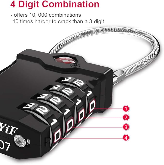 ZHEGE TSA Approved Luggage Lock, Travel Lock, 000 Combination Options, 5.5in - Image 3
