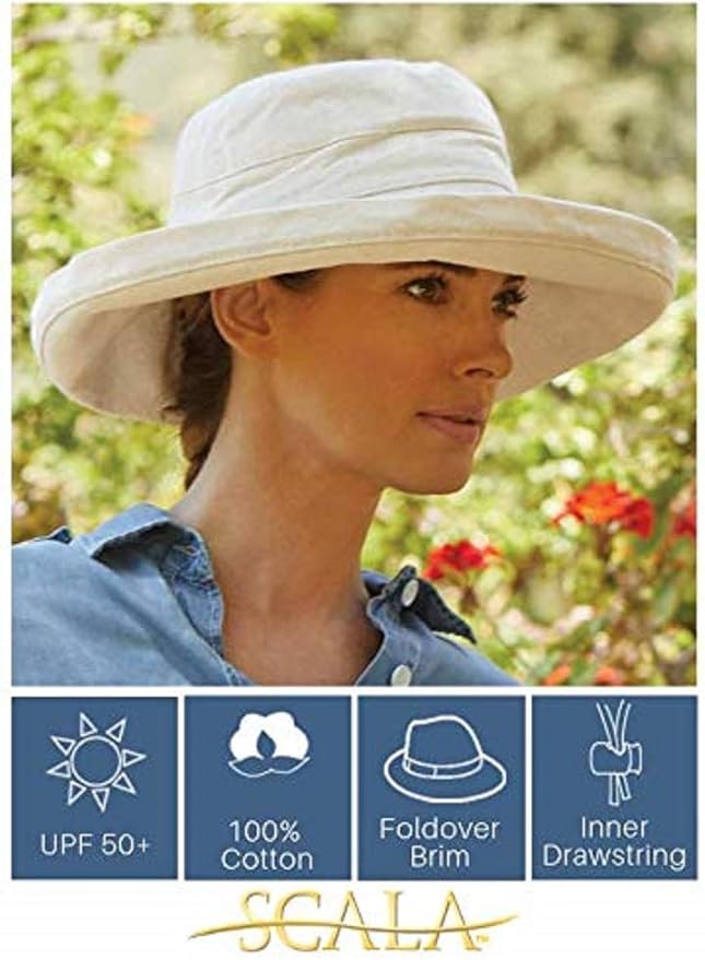 Scala Women's Cotton Hat with Inner Drawstring and Upf 50+ Rating - Image 3