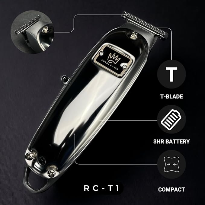 Royal Clips Hair and Beard Fade Kit – Professional Clipper, Trimmer & Foil Shaver Bundle for Men, Complete Haircut Set for Barbers, Home Use & Grooming– Holiday Gift for Men, Fathers, Brothers- Silver