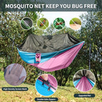 Camping Hammock with Mosquito Net (Pink & Blue / Small)