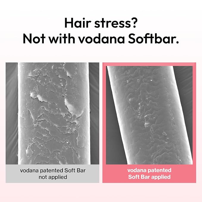 VODANA Professional Softbar Flat Iron - Ceramic Straightener with Patented Silicone Bar, Smooth & Quick Styling, Healthy Hair Solution, Dual Voltage for Worldwide Use (1 inch, Pink Vanilla)
