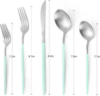 Matte Green Silver Silverware Set, 20-Piece Stainless Steel Flatware Set - Image 2