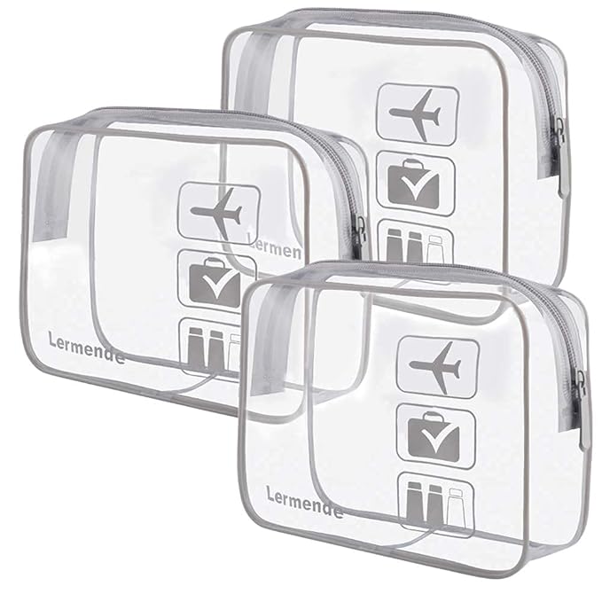 Lermende 2pcs Clear Toiletry Bag TSA Approved Travel Bag, Carry On by Lermende