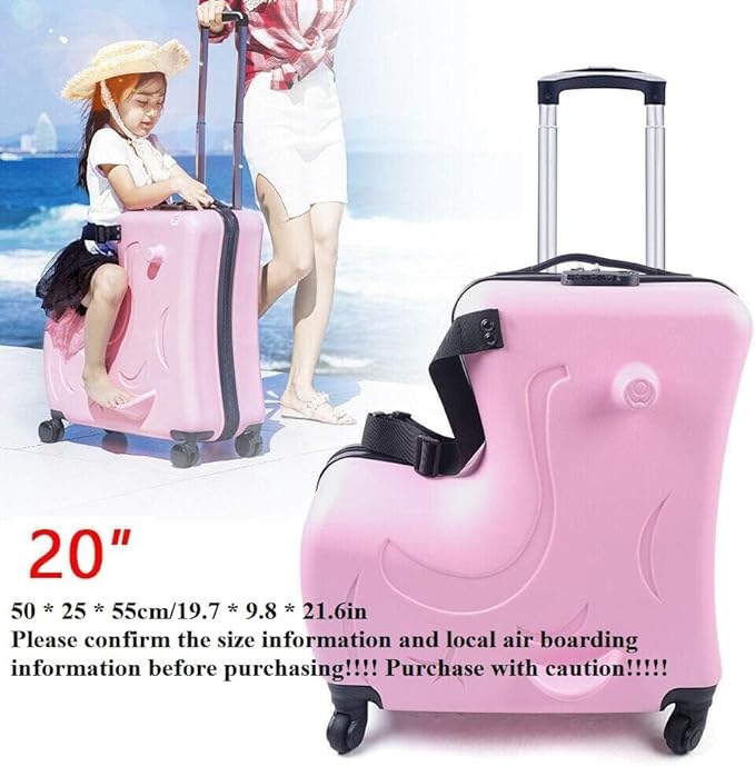 CNCEST 20" Kid's Ride-on Travel Suitcase, Rolling Luggage - Image 2