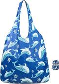 Standard 19L Tote Foldable Packable Reusable Grocery Shopping Bag (Whales)