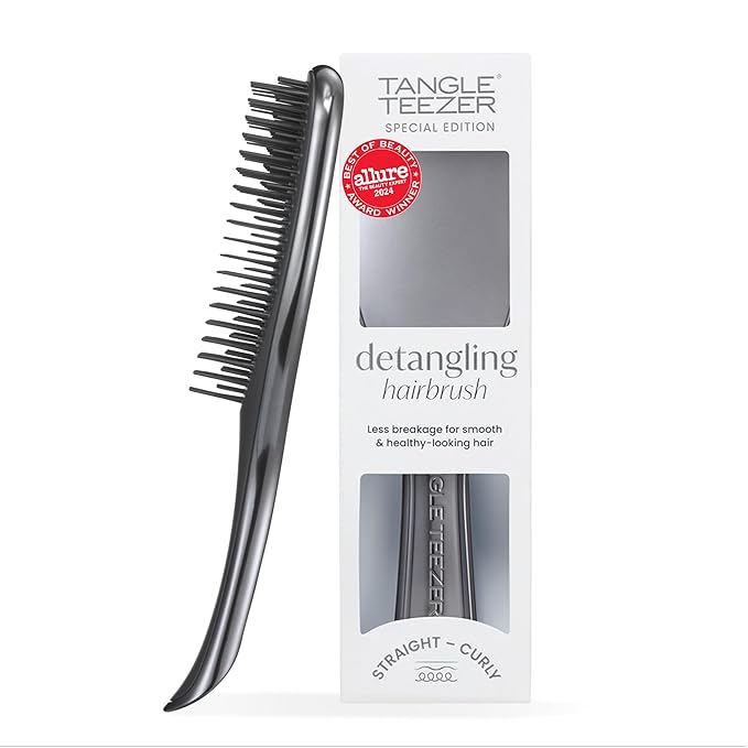 Tangle Teezer Chrome Ultimate Detangler Brush for Wet & Dry Hair, Eliminates Knots & Reduces Breakage for Straight to Curly Hair Types, Gunmetal Silver