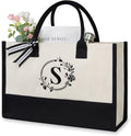 TOPDesign Personalized Initial Jute/Canvas Beach Bag, Monogrammed Gift Tote Bag by TOPDesign