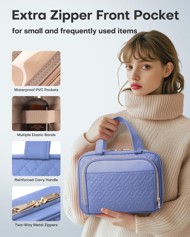 Hanging Travel Toiletry Bag Women Men (Aegean-Blue / Medium)