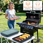 Grilling Prep & Serve Trays for Party Set of 6 (Black & Green)