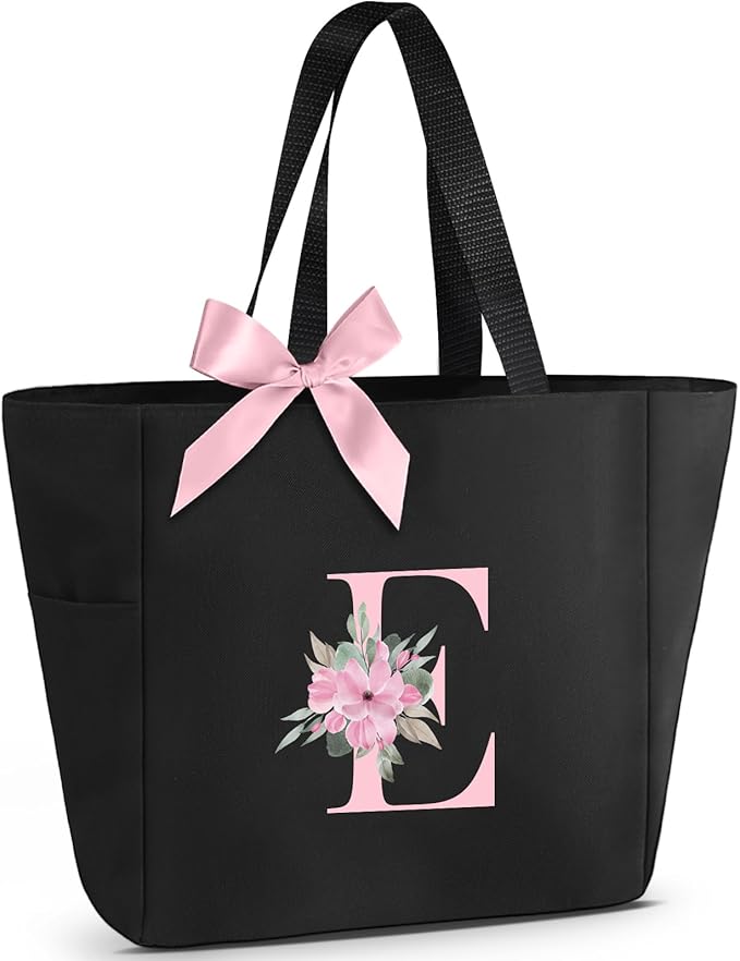 Vavabox Tote Bag, A-Z Initial Monogrammed Waterproof Tote Bag, Bridesmaid Gifts by Vavabox