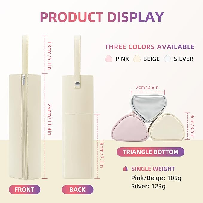 2-in-1 Heat Resistant Mat & Bag for Hair Styling Tools, Hanging Curling Iron Holder Flat Iron Holder with Zip, Portable Hot Hair Tools Travel Bag, Hair Straightener Mat Pouch for Countertop