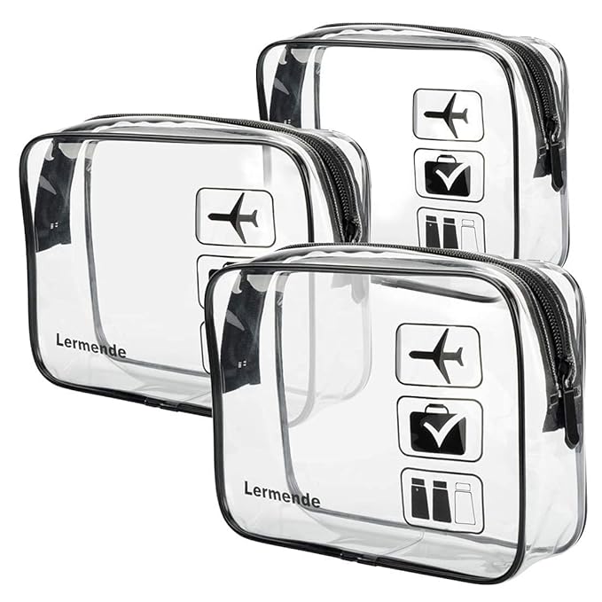 Lermende 2pcs Clear Toiletry Bag TSA Approved Travel Bag, Carry On by Lermende