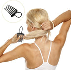 Black Cute for Bandette Comb, Comb with Elastic Band,Ponytail Bump It Up Volume Inserts Combs Fluffy Hair Comb Hair Styling Tool, Elastic Rubber Band Hair Combs