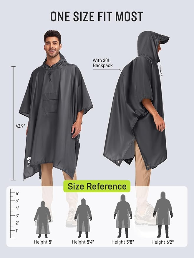 SaphiRose Extra Thick Hooded Rain Poncho Double Layer Waterproof Raincoat Jacket - Image 3