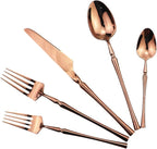Gugrida 20 piece Copper Flatware Set 304 Stainless Steel Fork Spoon Cutlery by Gugrida