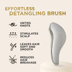 RICH Hair Care Silver Glamour Satin Touch Detangling Brush- Dry and Wet Hair Brush Detangler for All Hair Types - Keeps Hair Smooth, Anti-static, Reduces Frizz for Men, Women & Kids