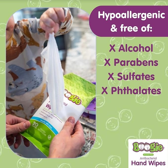 Antibacterial Hand Wipes by Boogie, Alcohol Free, Hypoallergenic and - Image 3