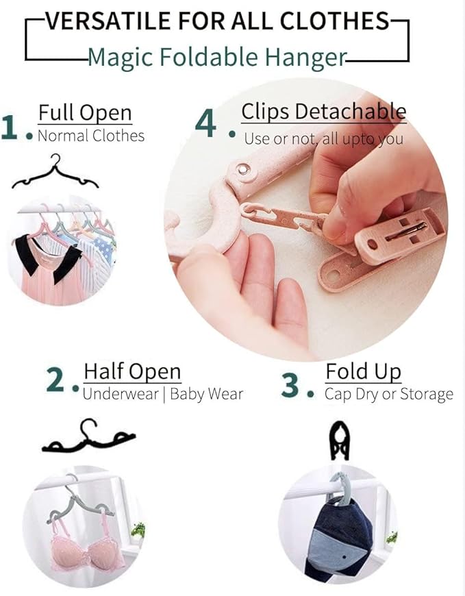 Portable Foldable Clothes Hanger, Plastic Travel Foldable Coat Hangers Clothes - Image 5