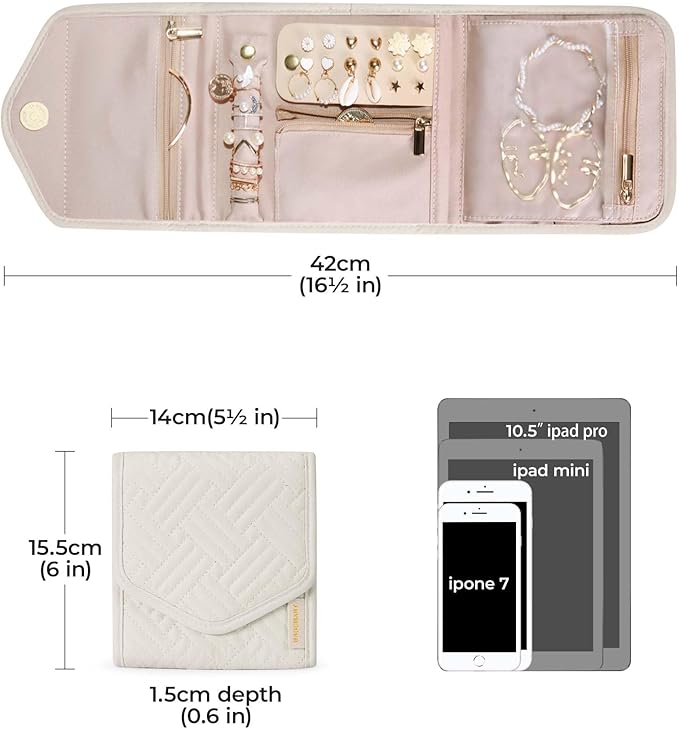 BAGSMART Travel Jewelry Organizer Case Foldable Jewelry Roll - Image 5