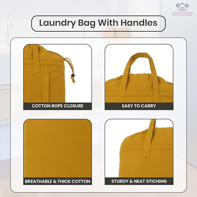 LFH Home Cotton Canvas Large Laundry Bag - Image 3