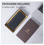 Leather Checkbook Cover Wallet for Men with RFID Blocking (Black+Black)