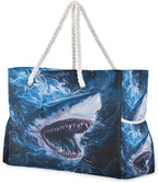 senya Large Beach Bags Totes Canvas Tote Shoulder Bag Soft Wave Water Resistant by senya