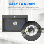 POPFLY Kitchen Sink, 28×20 Inch Drop In 18 Gauge Handmade SUS 304 Top mount - Image 9