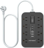 Appliance Power Strip- 14 Guage Heavy Duty Extension Cord, 8 AC Outlet& 6 USB by POPOWELL