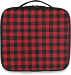 ALAZA Travel Makeup Case, Black and Red Lumberjack Plaid Cosmetic toiletry Travel bag for Women Girls