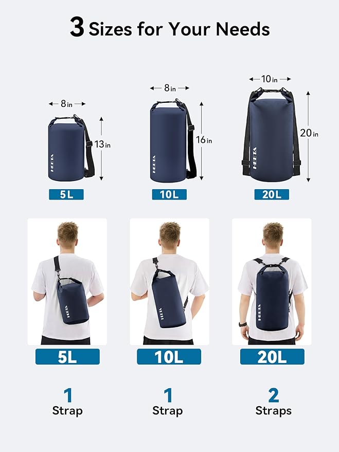 HEETA Waterproof Dry Bag for Women Men 5L/10L/20L/30L/40L Roll Top Lightweight - Image 2