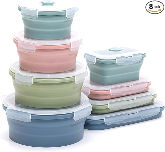 Collapsible Silicone Food Storage Container Set by K+HOME+VT