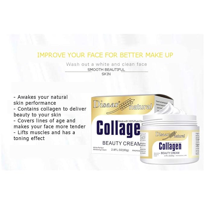 DISAAR BEAUTY Collagen Cream Forehead Neck Lines Smile Wrinkles Facial Spots Dry Skin Weak Muscules Improve Your Face 80g