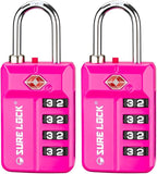 SURE LOCK TSA Approved 4-Digit Resettable Combination Luggage Locks by LOCKDEPOT