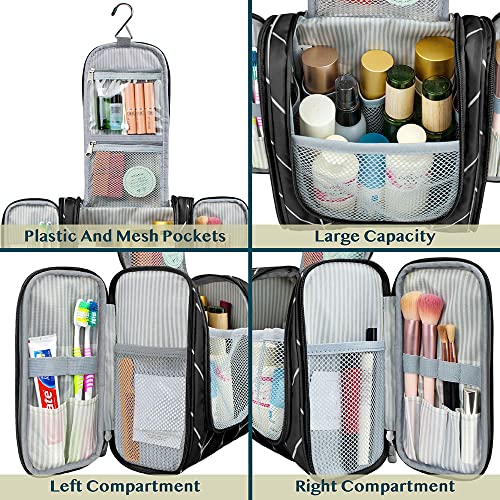 Toiletry Bag Travel Bag for Women Men (Standard (9x4x9) / Black Chevron)