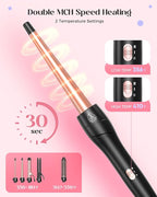 5 in 1 Curling Iron with Thermal Brush and 4 Interchangeable Ceramic Barrels(1/2 to 1 1/2 inch), Curling Wand Set with Flat Iron, Fast Heating, Dual Voltage Hair Curler, Gifts for Women