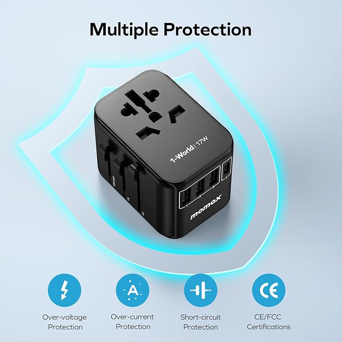 MOMAX European Travel Plug Adapter, Worldwide All in One Travel Adapter - Image 8