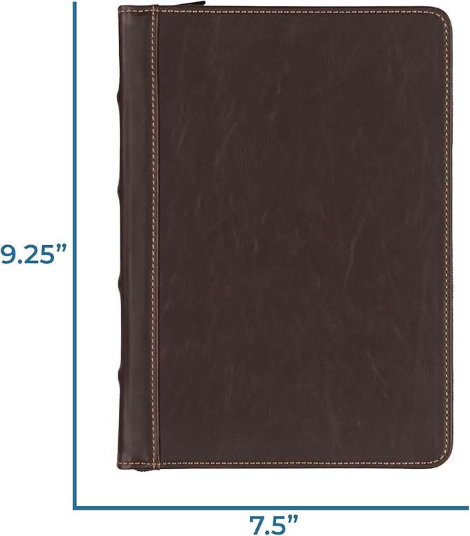 Samsill Vintage Leather Mini 3 Ring Zipper Binder, 1 Inch Round Ring Capacity - Image 2
