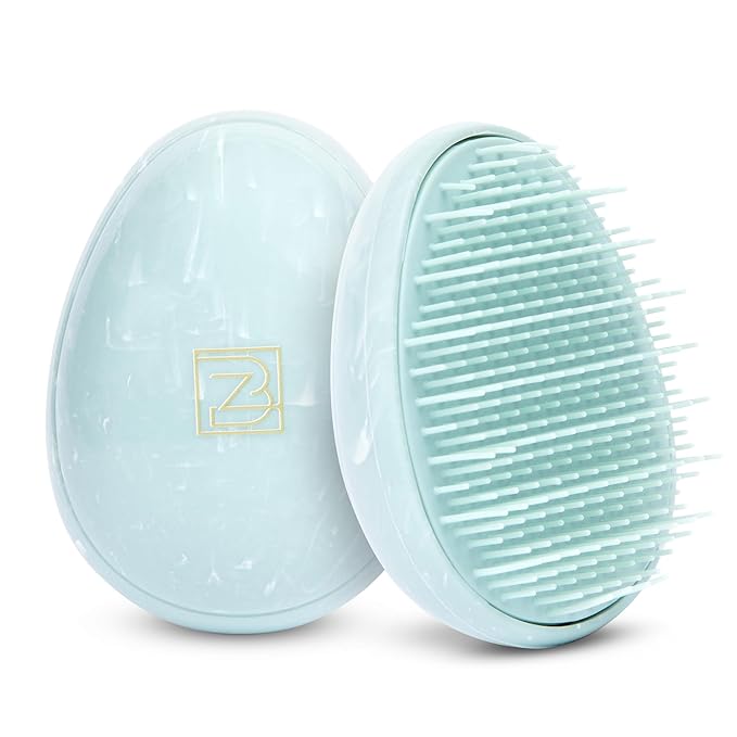 Travel Hairbrush - Mini Hair Detangler for Women Teens Kids - Sensory Scalp Massager - Small Portable Comb - Thick, Curly, Straight, Wet, Dry - Compact Detangler - Purse Essentials