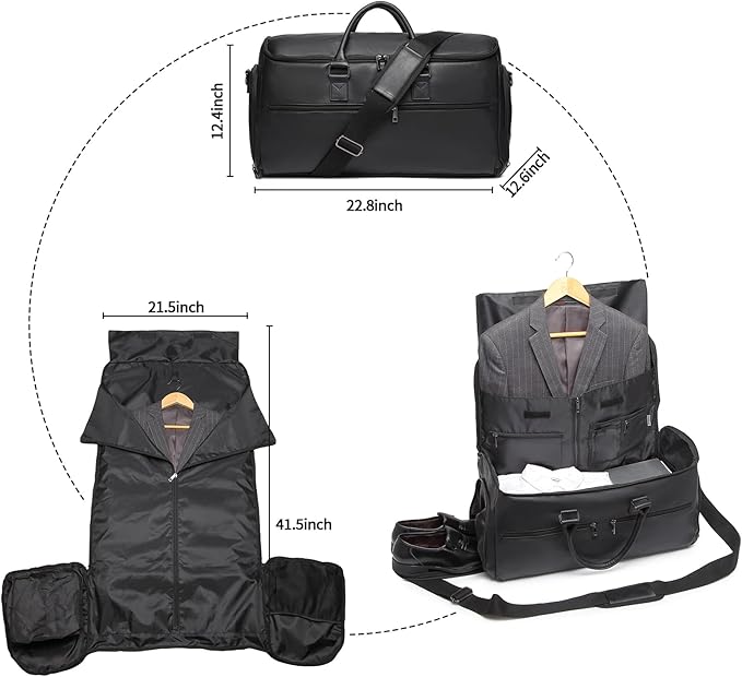 Carry On Garment Bag for Travel, Convertible Travel Garment Bag for Men Women - Image 2