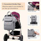BabbleRoo Diaper Bag Backpack, Unisex Stylish Travel Back Pack Nappy Changing - Image 6